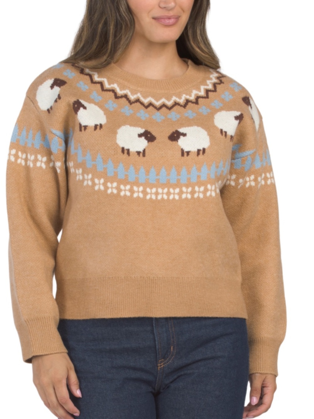 NWT English Factory Camel Sheep Fair Isle Sweater - S